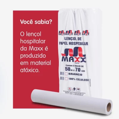 LENÇOL HOSP. 100% CELULOSE 70X50 - MAXX PAPEL